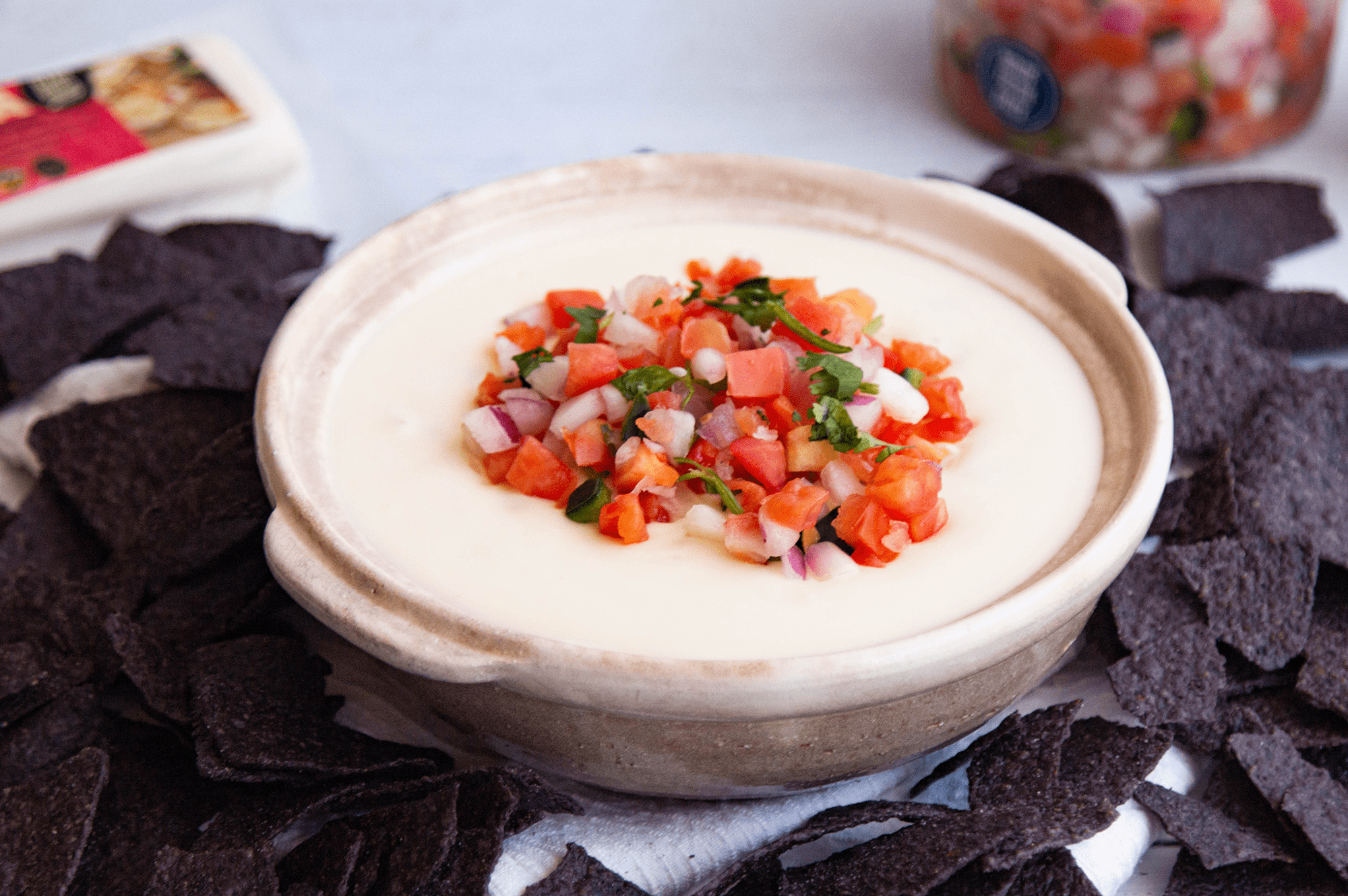 Red, White, & Blue Oaxaca Queso Dip Rizo Brothers California Creamery